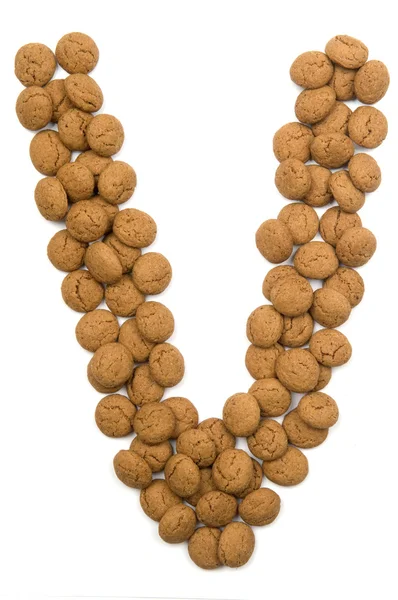 Алфавит имбирного ореха V — стоковое фото