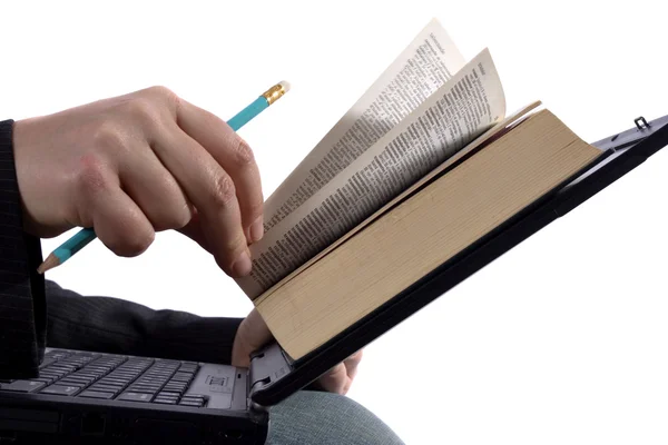 Biznesmen czytanie e-book — Zdjęcie stockowe