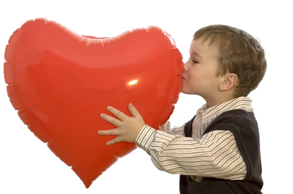 Little 5-year old holding a valentine heart. — Stock Photo, Image