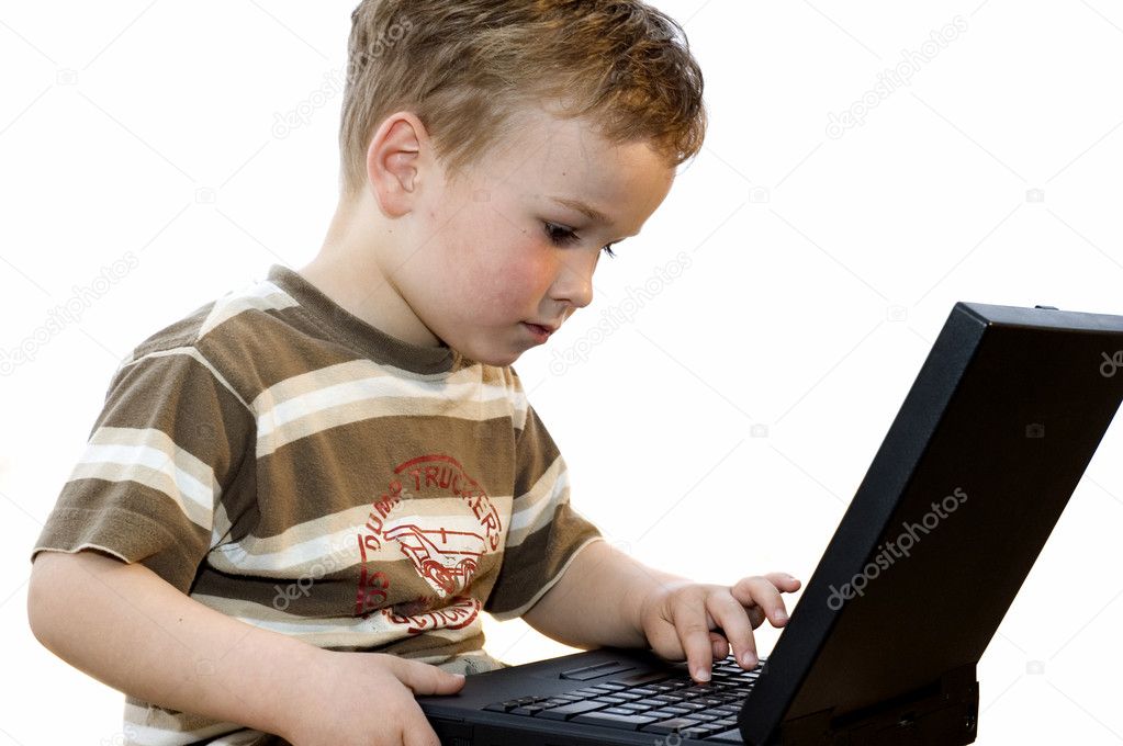 Boy working on a laptop
