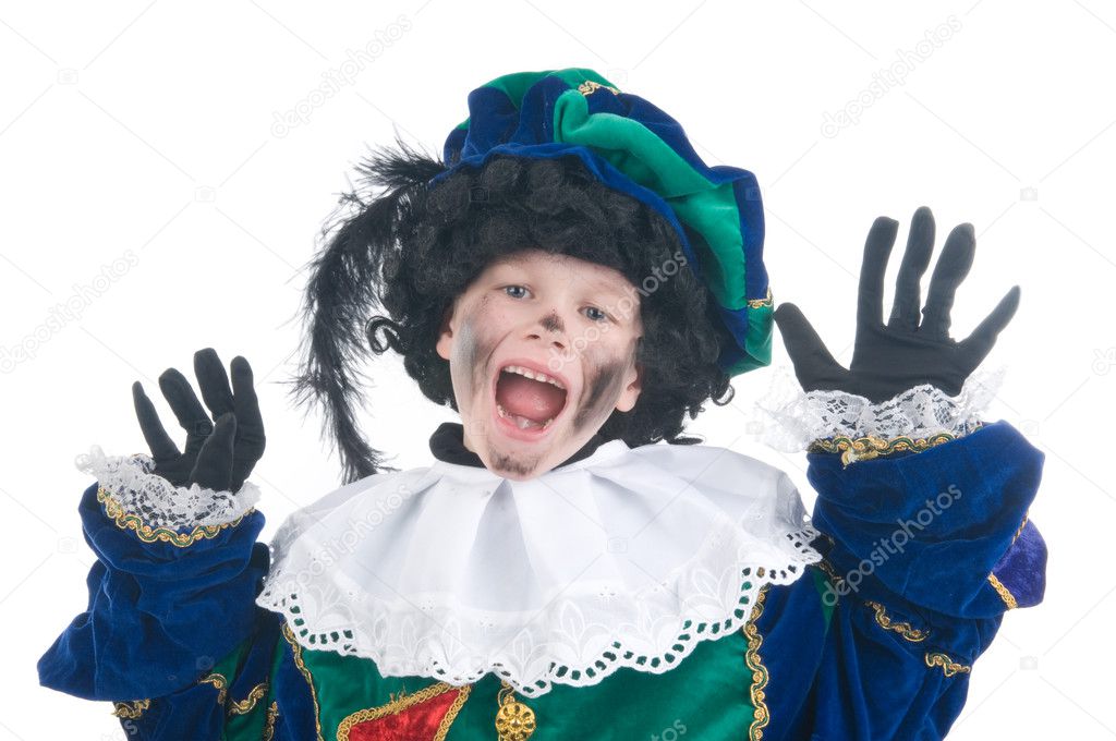 Child playing Zwarte Piet or Black Pete
