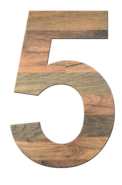 Dígito de madeira cinco — Fotografia de Stock