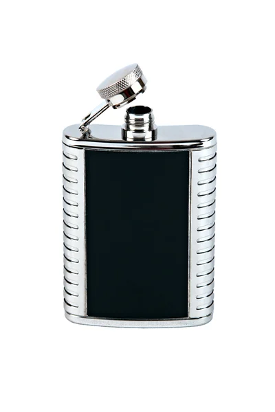 Siyah ve gümüş hip-flask — Stok fotoğraf