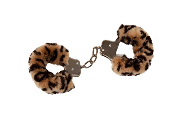 Kajdanki okład z leopard wzór tkaniny — Zdjęcie stockowe