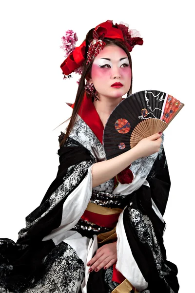 stock image Female Wearing a Japanese Kimono Isolated