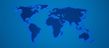 World map render 3D in blue clipart