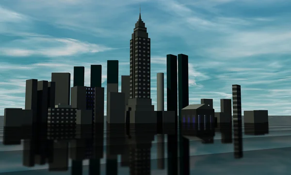 Skyline renderização 3D — Fotografia de Stock