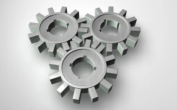 Grey gears steel working together — Stock Photo, Image