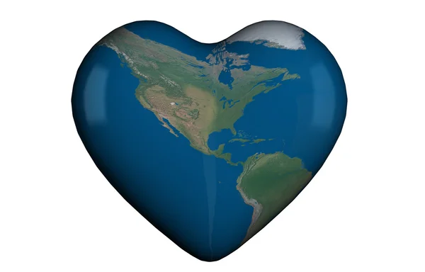 Forma del corazón con mapa global — Foto de Stock
