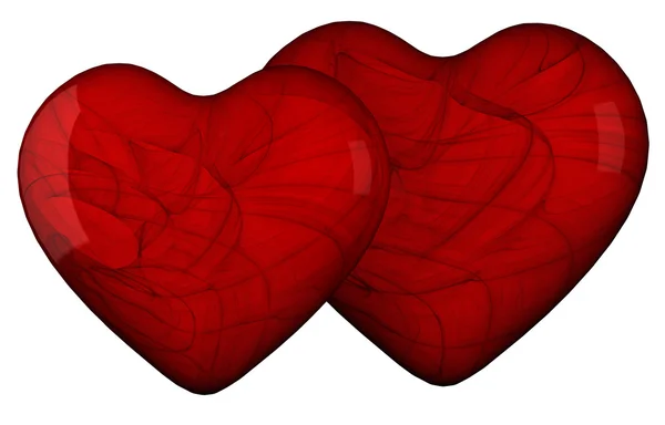 Dos corazones en forma de rojo — Foto de Stock
