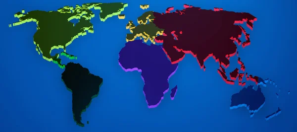 Παγκόσμιο χάρτη καθιστούν 3d με μπλε χρώμα — Φωτογραφία Αρχείου