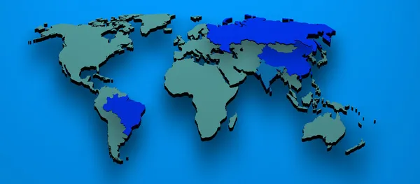 Mapa realizado por los países BRIC Brasil, Rusia, India y Chin — Foto de Stock