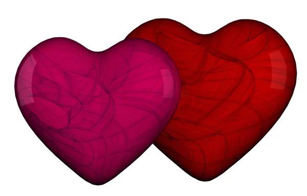 Два сердца в красной форме — стоковое фото