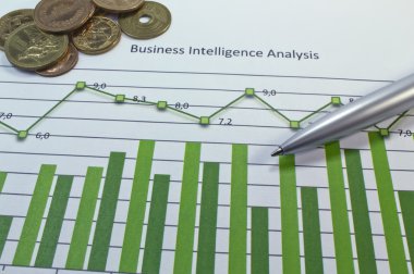 Pen on business intelligency graph clipart