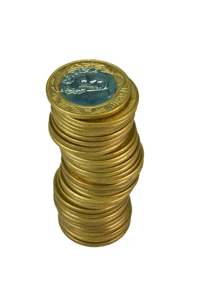 Pile of Brazilian coins — Stock Photo, Image