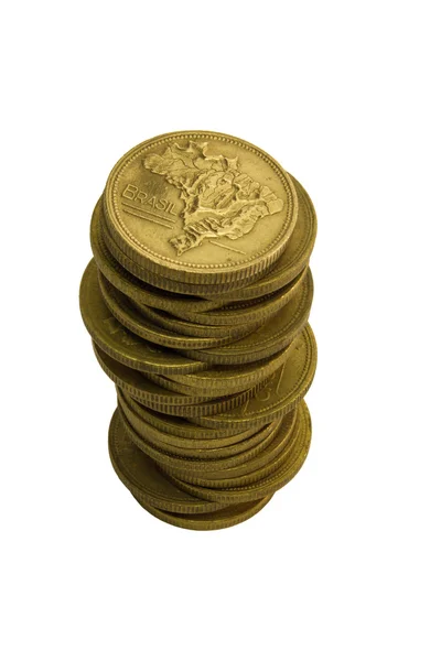 Hög med gamla brasilianska mynt — Stockfoto