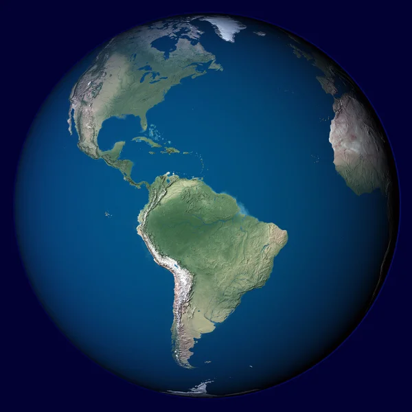 北アメリカと南アメリカで強調表示された惑星地球 — ストック写真