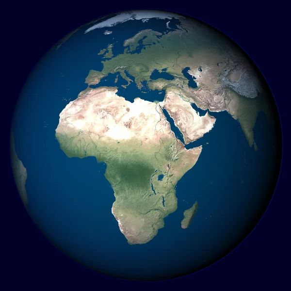 行星地球与非洲突出显示 — 图库照片