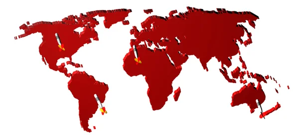 Mapa del mundo renderizado en 3D con dardos. Concepto de mercado mundial . —  Fotos de Stock