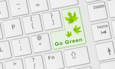 Computer keyboard with special Go Green key clipart