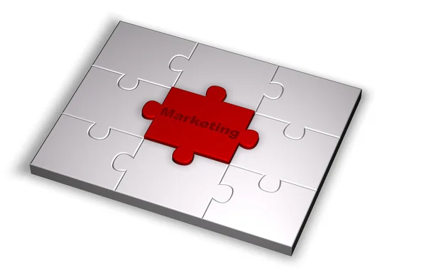 Puzzel in grijze kleur met marketing woord hoogtepunt in het rood — Stockfoto