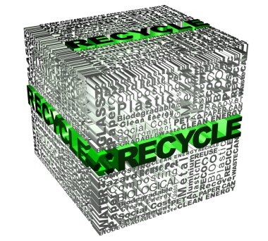 Cube with Recycle words related clipart