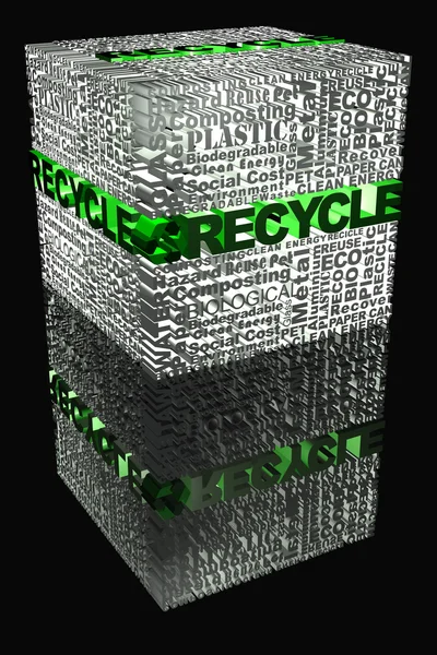 Kubus met recycle woorden in verband — Stockfoto