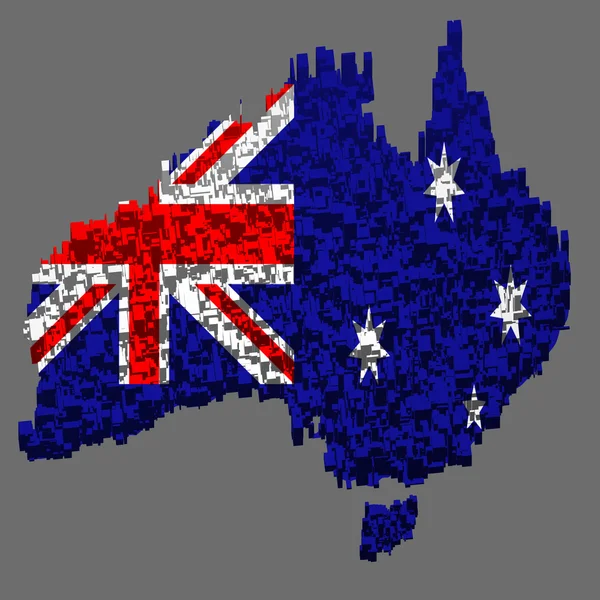 Австралийский флаг, смонтированный с блоками над границей страны — стоковое фото