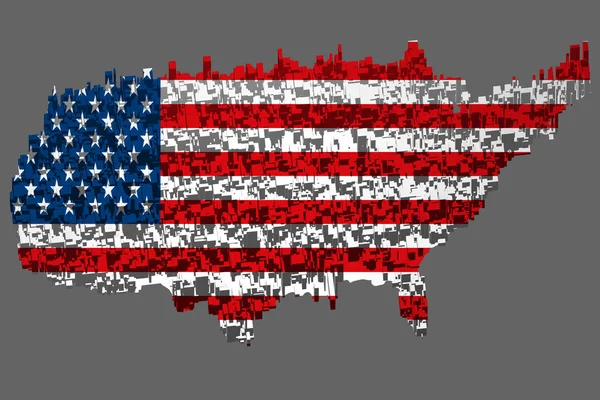 Bandiera degli Stati Uniti montata con blocchi — Foto Stock