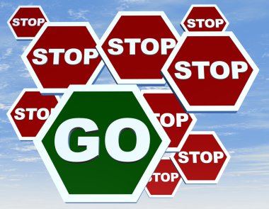 Road sign with stop and go clipart