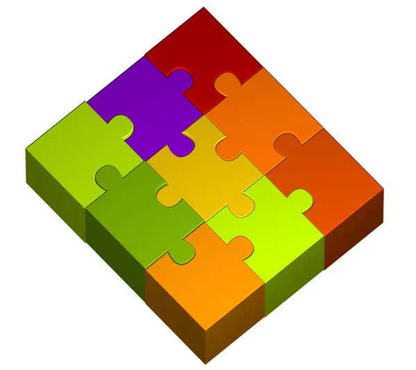 Illustrazione di pezzi di puzzle a colori — Foto Stock