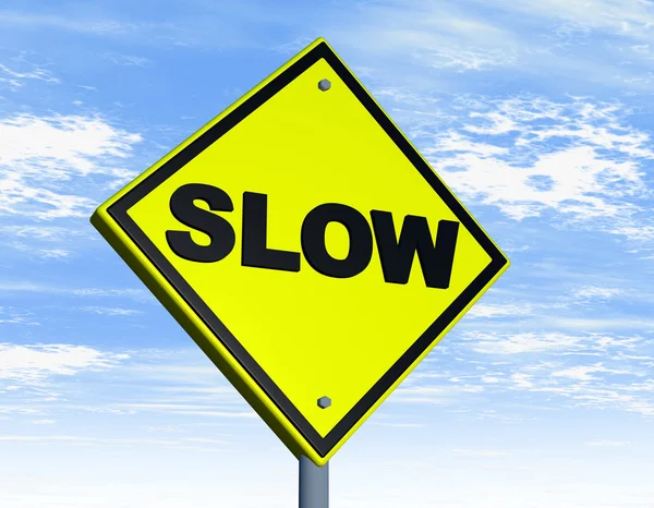 Road sign with slow word — Stock Photo, Image