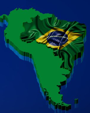 Brazilian map with brazilian flag clipart