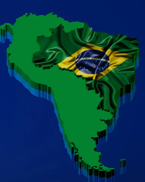 Brazilian map with brazilian flag — Stock Photo, Image