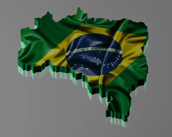 Oficial bayrak ile Brezilya Haritası — Stok fotoğraf