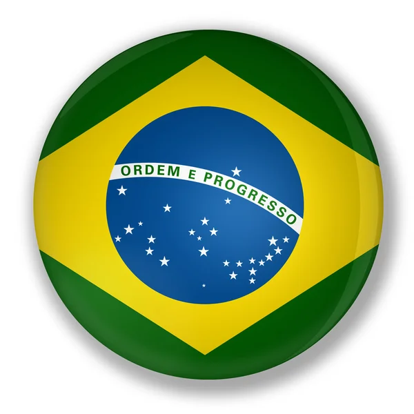 Odznaka z flaga Brazylii — Zdjęcie stockowe