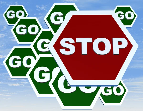 Road sign with stop and go — Stock Photo, Image