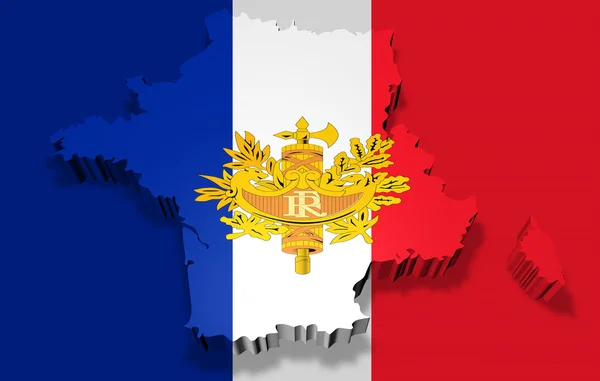 Illustration of france with flag — Stock Photo, Image