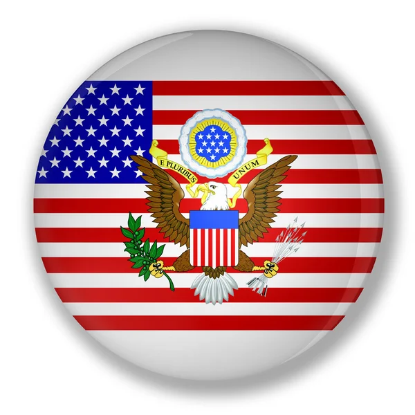 Distintivo com bandeira de Estados Unidos — Fotografia de Stock