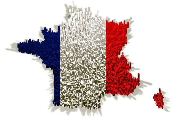 Illustration of france with flag and blocks — Stock Photo, Image