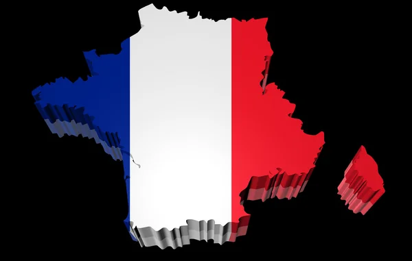 Abbildung von Frankreich mit Fahne — Stockfoto