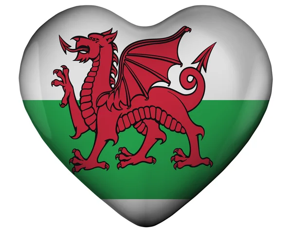 Serce z Flaga Walii — Zdjęcie stockowe