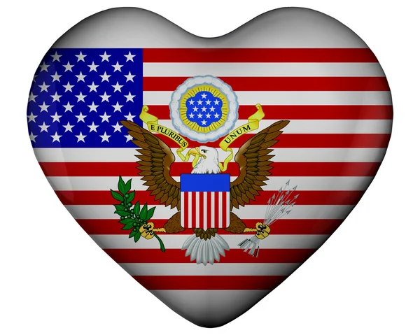 Сердце с флагом США — стоковое фото