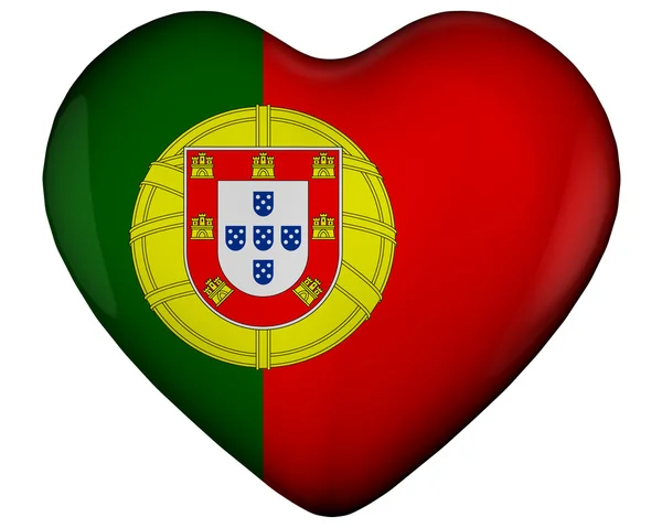 Сердце с флагом Португалии — стоковое фото