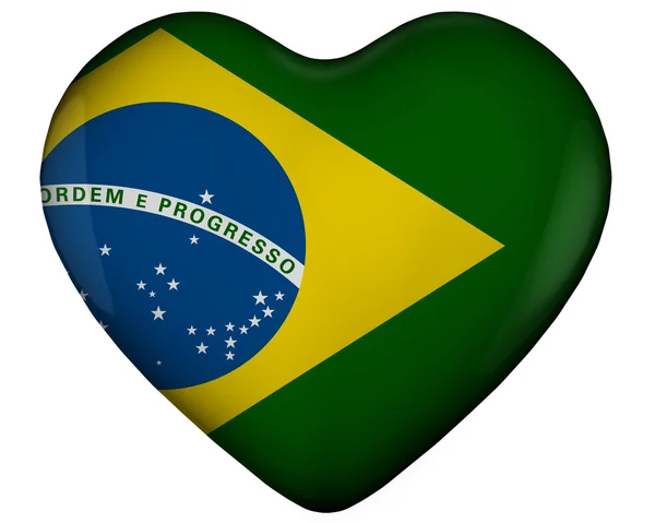 Corazón con bandera de Brasil — Foto de Stock