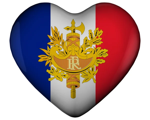 Сердце с флагом Франции — стоковое фото