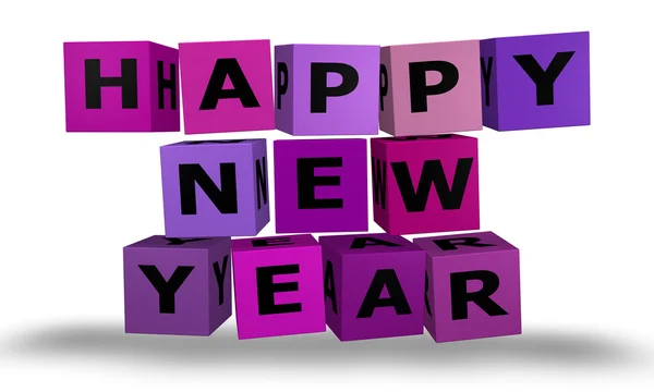 Cubes with happy new year words — Stock Photo, Image