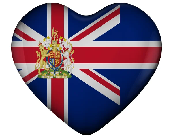 Coeur avec drapeau du royaume uni — Photo