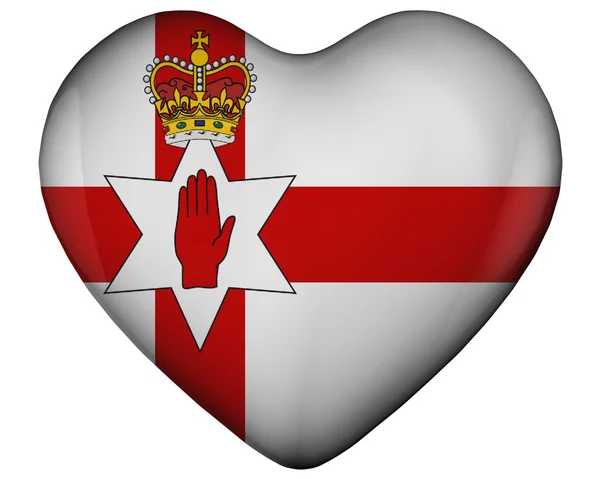 Coeur avec drapeau de l'Irlande du Nord — Photo