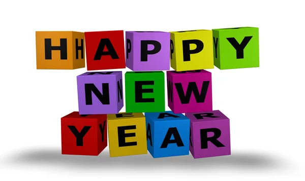 Cubes with happy new year words — Stock Photo, Image